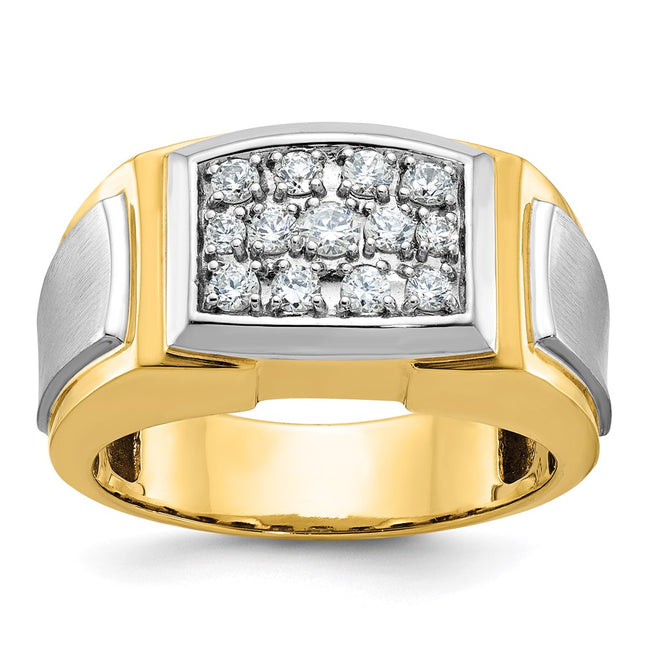 14k Yellow & Rhodium Rings Style B59129 - Classique Jewelry Inc.