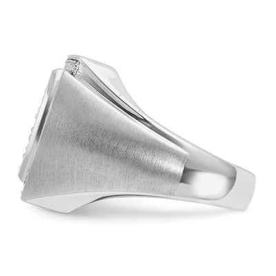 IBGoodman 14K White Gold Men's Polished and Satin 1 1/3 Carat AA Quality Diamond Cluster Ring