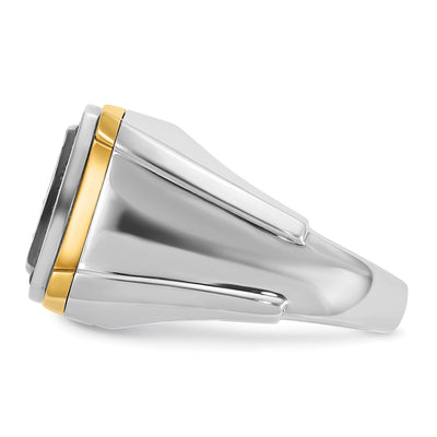 IBGoodman 14K Two-tone Men's Polished 3/4 Carat AA Quality Black and White Diamond Square Cluster Ring