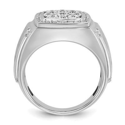 Ibgoodman 14K Two Tone Mens Polished And Satin 1 Carat Aa Quality Diamond Square Cluster Ring14K Whi
