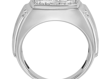 IBGoodman 14k White Gold Men's Polished and Satin Square Cluster Ring Mounting
