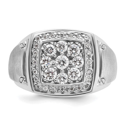 Ibgoodman 14K Two Tone Mens Polished And Satin 1 Carat Aa Quality Diamond Square Cluster Ring14K Whi