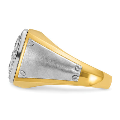 IBGoodman 14K Two-tone Men's Polished and Satin 1 Carat AA Quality Diamond Square Cluster Ring