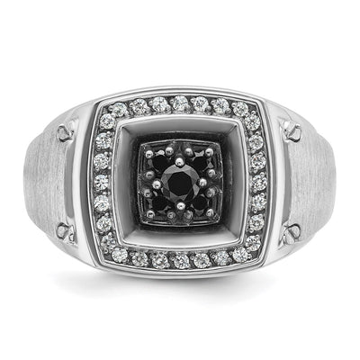 IBGoodman 14K White Gold with Black Rhodium Men's Polished and Satin 5/8 Carat Black and White Diamond Ring