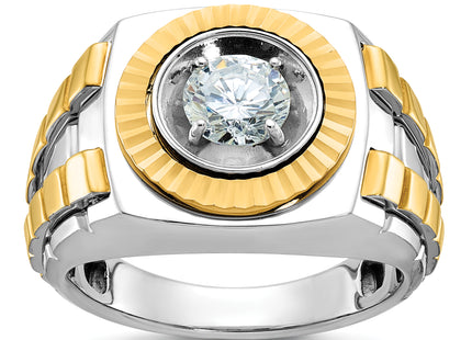14k Two-tone IBGoodman Men's Polished and Textured Ring Mounting