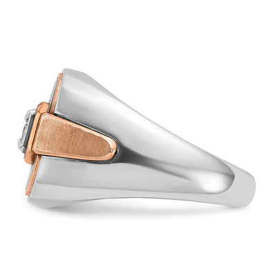 IBGoodman 14K White and Rose Gold with Black Rhodium Men's Polished and Satin 1/3 Carat AA Quality Diamond Ring