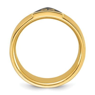 IBGoodman 14K Men's Polished and Grooved with Black Enamel Active 33rd Degree Masonic Ring