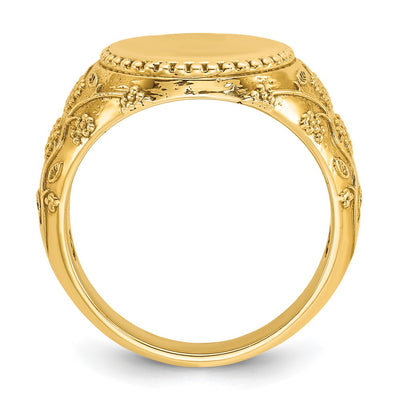 14K IBGoodman 12.5x12.5mm Men's Round Signet Ring