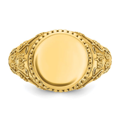 14K IBGoodman 12.5x12.5mm Men's Round Signet Ring