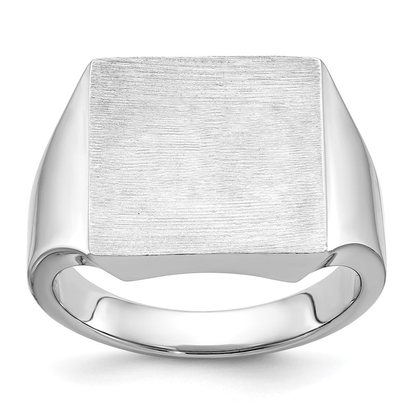 14K white gold signet ring