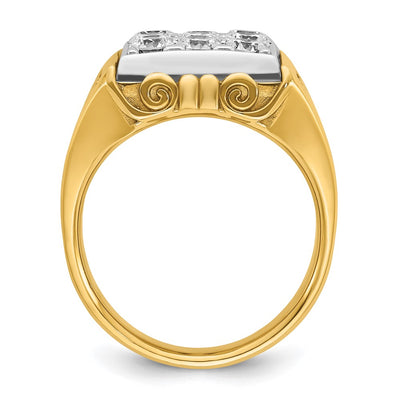 IBGoodman 14K Two-tone Men's Polished and Textured Scroll Design 2 Carat AA Quality Diamond Square Cluster Ring