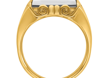 IBGoodman 14k Two-tone Men's Polished and Textured Scroll Design Square Cluster Ring Mounting