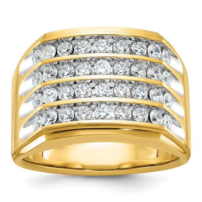 14k Yellow & Rhodium Rings Style B59287 - Classique Jewelry Inc.