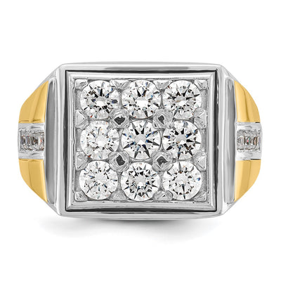 IBGoodman 14K Two-tone Men's Polished 2 1/3 Carat AA Quality Diamond Square Cluster Ring