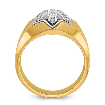 IBGoodman 14K Two-tone Men's Polished and Grooved 3/8 Carat AA Quality Diamond Star Ring