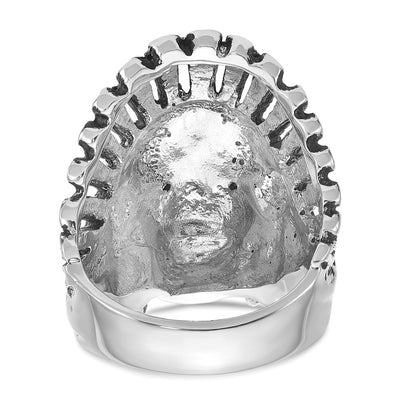 14K White Gold IBGoodman Men's Antiqued Black Diamond Native Headdress Complete Ring