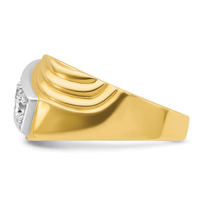 IBGoodman 14K with White Rhodium Men's Polished and Grooved 3-Stone 1 Carat AA Quality Diamond Ring
