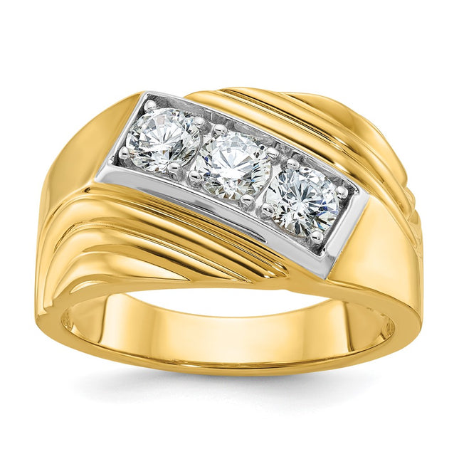 14k Yellow & Rhodium Rings Style B59347 - Classique Jewelry Inc.