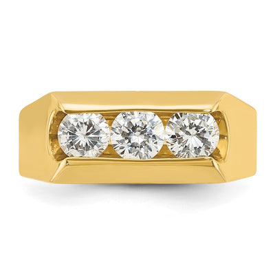 IBGoodman 14K Men's Polished 3-Stone 1 Carat AA Quality Diamond Ring