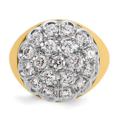 IBGoodman 14K Two-tone Men's Polished Round 3 1/4 Carat AA Quality Diamond Cluster Ring
