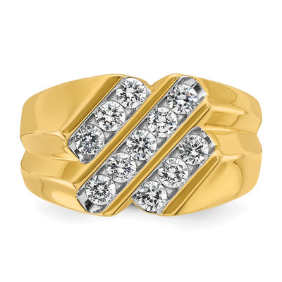 IBGoodman 14K Men's Polished and Grooved 3/4 Carat AA Quality Diamond Ring