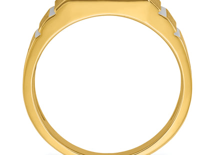 IBGoodman 14k with White Rhodium Men's Polished Satin and Grooved 3-Row 1/3 Carat AA Quality Diamond Ring