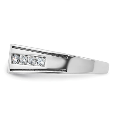 14K White Gold with Black Rhodium IBGoodman Men's Satin 7/8 carat Black and White Diamond Complete Ring