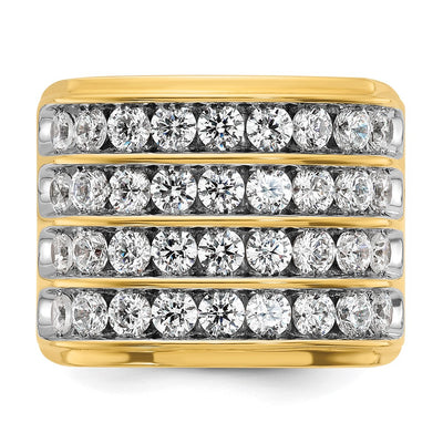 IBGoodman 14K with White Rhodium Men's Polished 4-Row 3 5/8 Carat AA Quality Diamond Ring