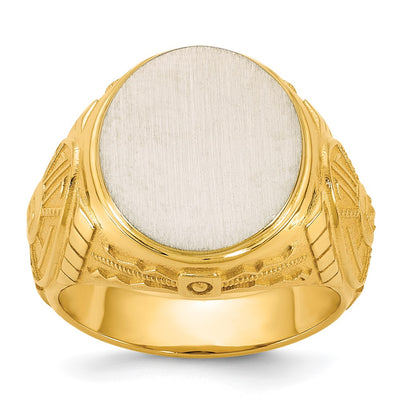 14K gold engravable signet ring