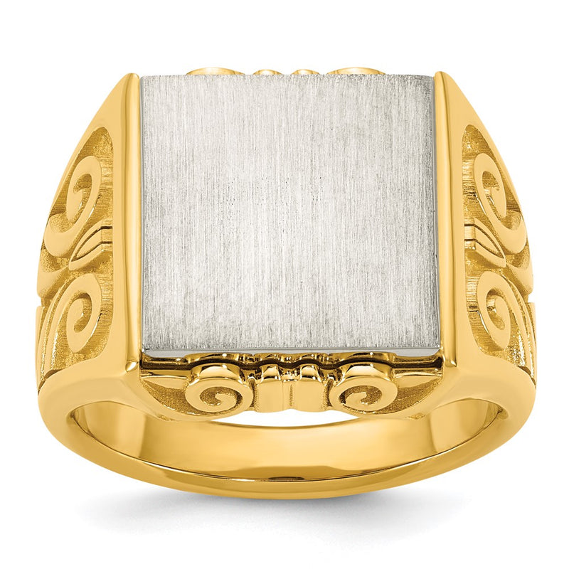 14K gold engravable signet ring
