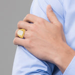14K Two-Tone Engravable Square with Rounded Corners Signet ring view