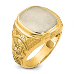 14K Two-Tone Engravable Square with Rounded Corners Signet ring view
