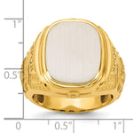 14K Two-Tone Engravable Square with Rounded Corners Signet ring view