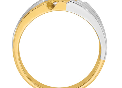 IBGoodman 14k Two-tone Men's Polished and Grooved 3-Stone 1/6 Carat AA Quality Diamond Ring