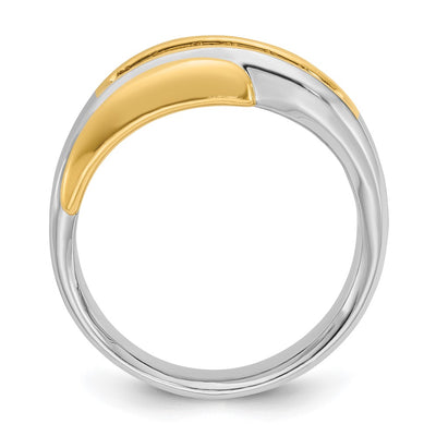 IBGoodman 14K Two-tone Men's Polished and Grooved Curved Bypass 1/2 Carat AA Quality Diamond Ring