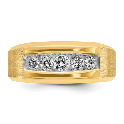 IBGoodman 14K Men's Polished and Satin 5-Stone 1/2 Carat AA Quality Diamond Ring