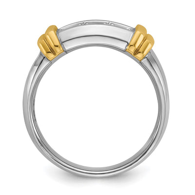 IBGoodman 14K Two-tone Men's Polished 3-Stone 1/2 Carat AA Quality Diamond Ring