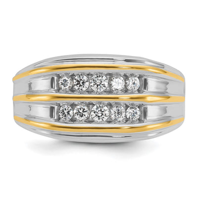 IBGoodman 14K Two-tone Men's Polished 2-Row 1/2 Carat AA Quality Diamond Ring