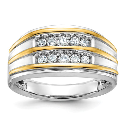 IBGoodman 14K Two-tone Men's Polished 2-Row 1/2 Carat AA Quality Diamond Ring
