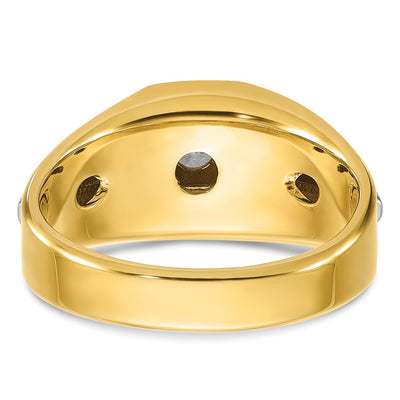 14K Two-tone IBGoodman Men's Polished and Satin 3/8 carat Diamond Complete Ring