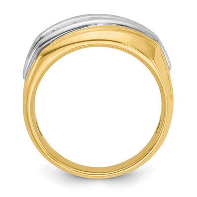 IBGoodman 14K Two-tone Men's Polished and Grooved Graduated 7-Stone 1/2 Carat AA Quality Diamond Ring