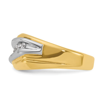 IBGoodman 14K Two-tone Men's Polished and Grooved Graduated 7-Stone 1/2 Carat AA Quality Diamond Ring