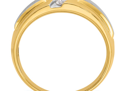 IBGoodman 14k Two-tone Men's Polished and Satin 3-Stone 1/5 Carat AA Quality Diamond Ring