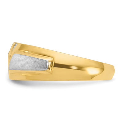 IBGoodman 14K Two-tone Men's Polished and Satin 3-Stone 1/5 Carat AA Quality Diamond Ring
