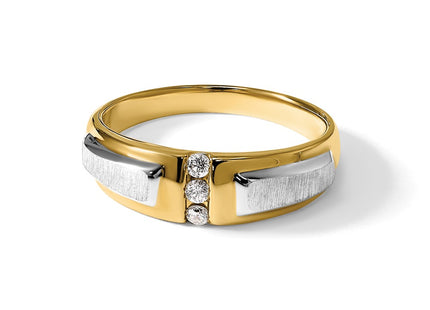 IBGoodman 14K Two-tone Polished and Satin Men's Three Stone Ring Mounting