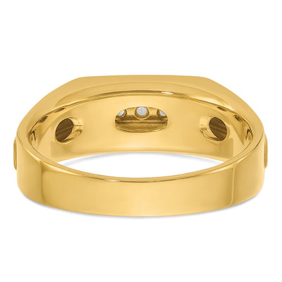 IBGoodman 14K with White Rhodium Men's Polished and Satin 5-Stone 1/10 Carat AA Quality Diamond Ring