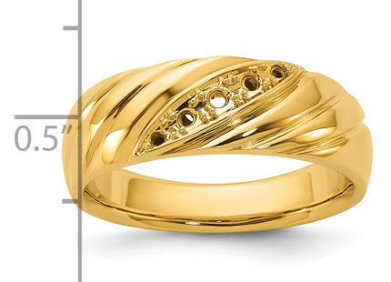 IBGoodman 14k with White Rhodium Polished and Grooved Men's Ring Mounting