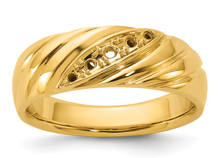 IBGoodman 14k with White Rhodium Polished and Grooved Men's Ring Mounting