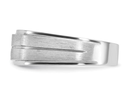 14k White Gold IBGoodman Men's Polished and Satin 3/8 carat Diamond Complete Ring (Style B63266-4WAA)