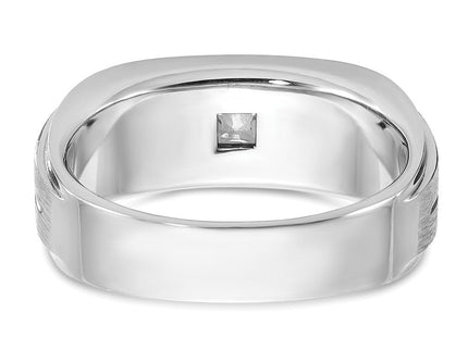 14k White Gold IBGoodman Men's Polished and Satin 3/8 carat Diamond Complete Ring (Style B63266-4WAA)